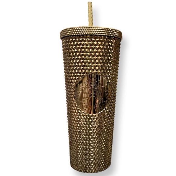 NEW Starbucks 2022 Holiday Collection Metallic Gold Bling Tumbler 24 fl oz - Picture 1 of 3
